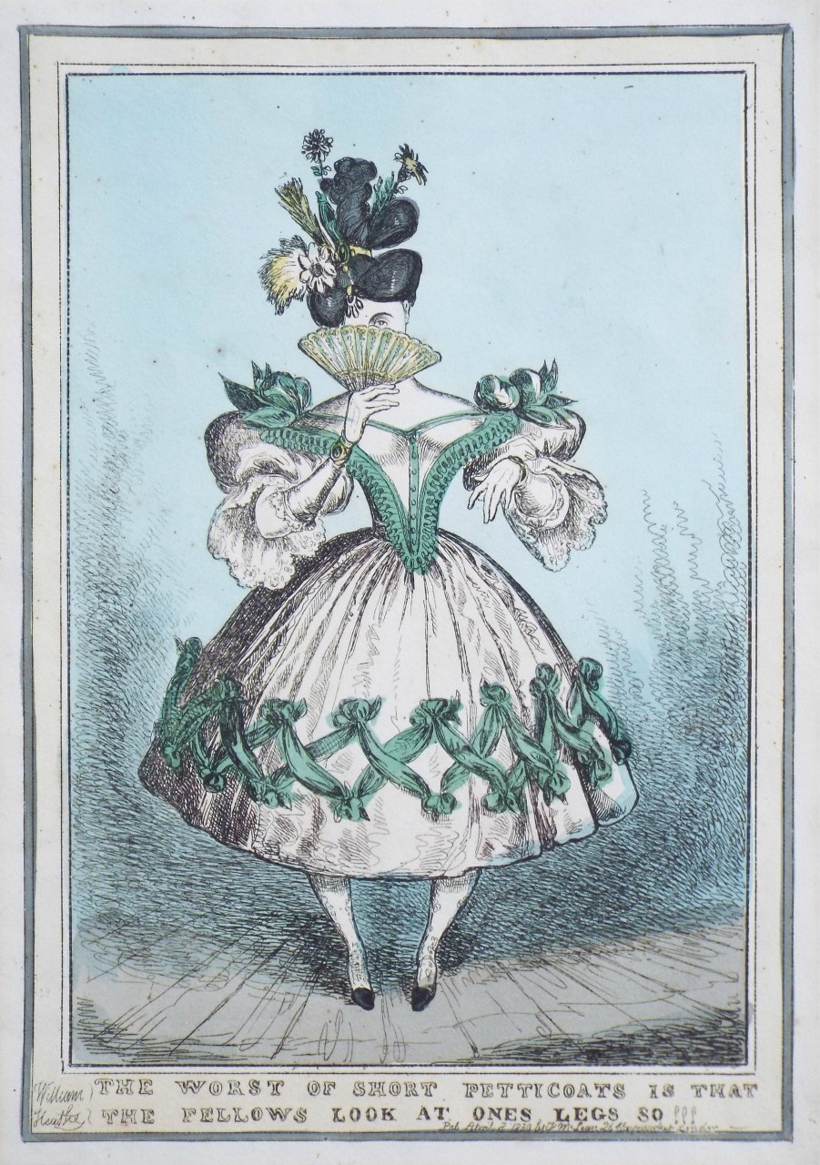 Etching - The Worst of Short Petticoats is that the Fellows look at one's legs so !!! - Heath